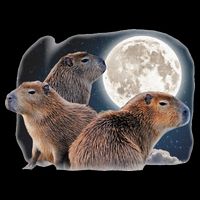 Three Capybaras And Moon Funny Capybara Humor Parody Drawstring Bag