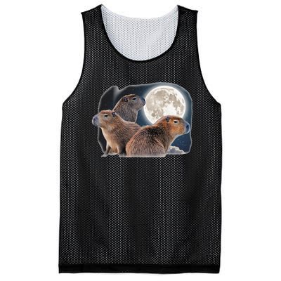 Three Capybaras And Moon Funny Capybara Humor Parody Mesh Reversible Basketball Jersey Tank