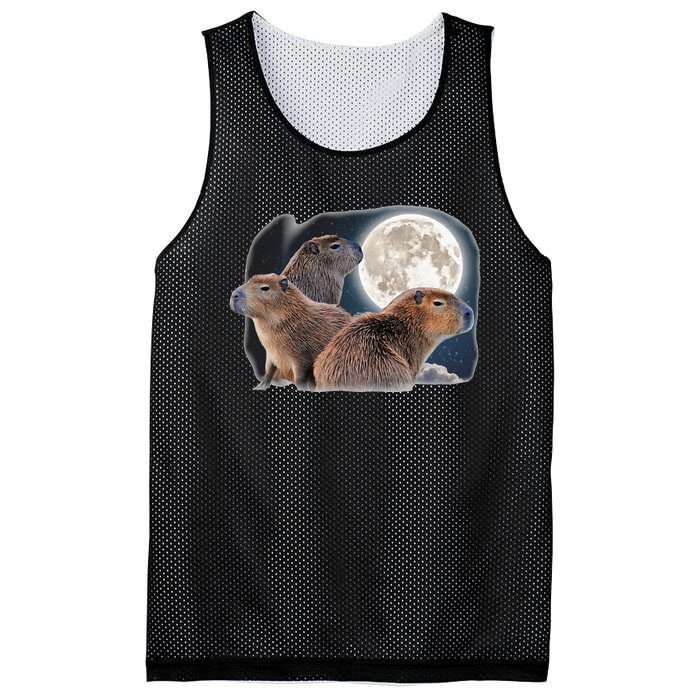 Three Capybaras And Moon Funny Capybara Humor Parody Mesh Reversible Basketball Jersey Tank