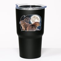 Three Capybaras And Moon Funny Capybara Humor Parody Tumbler