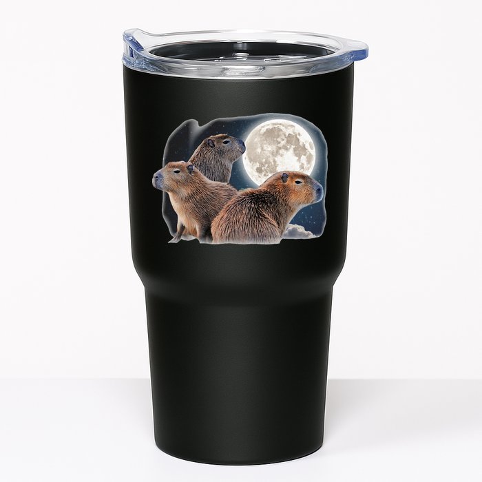 Three Capybaras And Moon Funny Capybara Humor Parody Tumbler