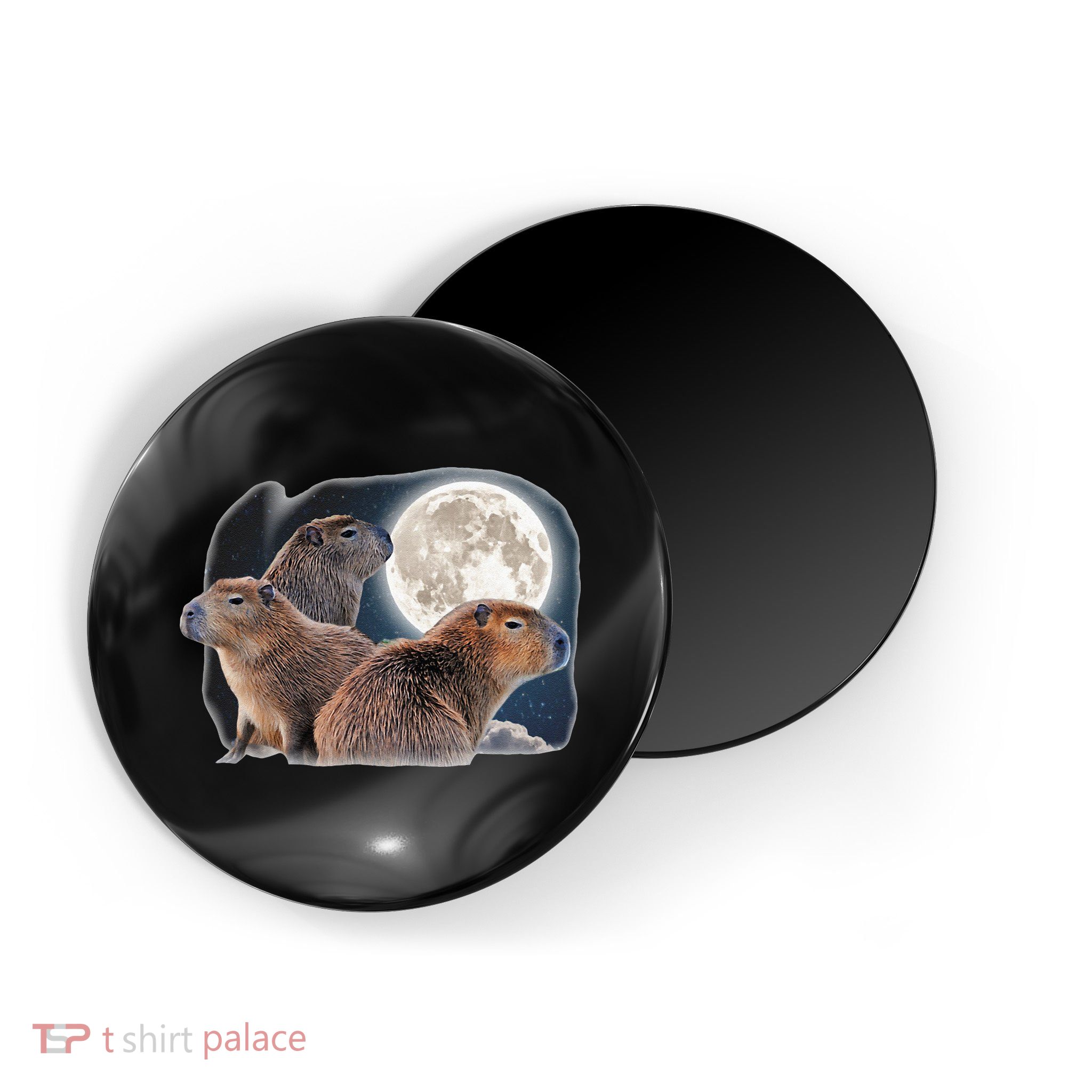 Three Capybaras And Moon Funny Capybara Humor Parody Magnet