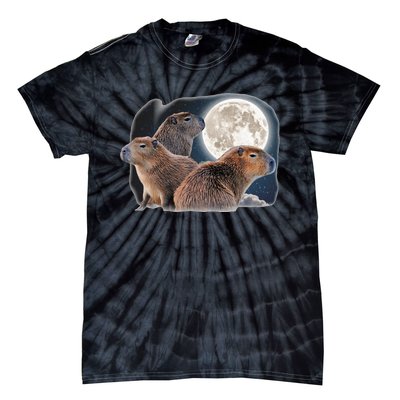 Three Capybaras And Moon Funny Capybara Humor Parody Tie-Dye T-Shirt