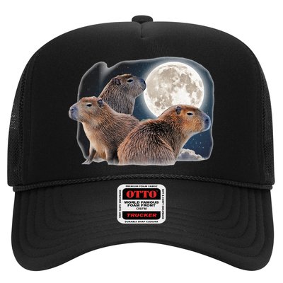 Three Capybaras And Moon Funny Capybara Humor Parody Trucker Hat