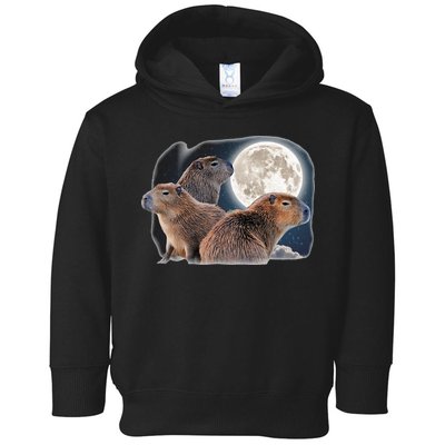 Three Capybaras And Moon Funny Capybara Humor Parody Toddler Hoodie
