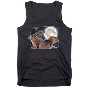 Three Capybaras And Moon Funny Capybara Humor Parody Tank Top