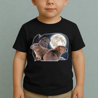 Three Capybaras And Moon Funny Capybara Humor Parody Toddler T-Shirt