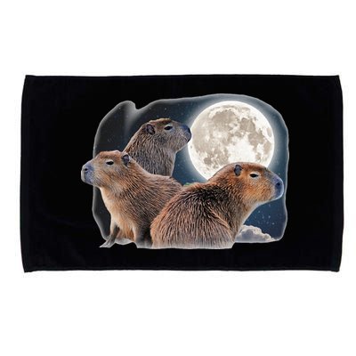 Three Capybaras And Moon Funny Capybara Humor Parody Microfiber Hand Towel