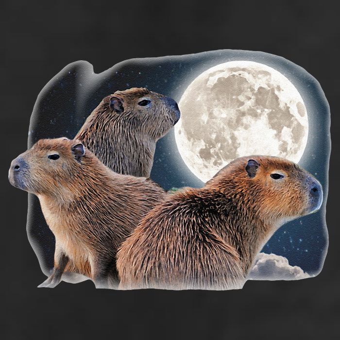 Three Capybaras And Moon Funny Capybara Humor Parody Microfiber Hand Towel