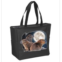 Three Capybaras And Moon Funny Capybara Humor Parody Zip Tote Bag