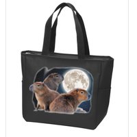 Three Capybaras And Moon Funny Capybara Humor Parody Zip Tote Bag