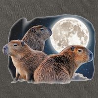 Three Capybaras And Moon Funny Capybara Humor Parody Cotton Canvas Backpack
