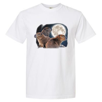 Three Capybaras And Moon Funny Capybara Humor Parody Garment-Dyed Heavyweight T-Shirt