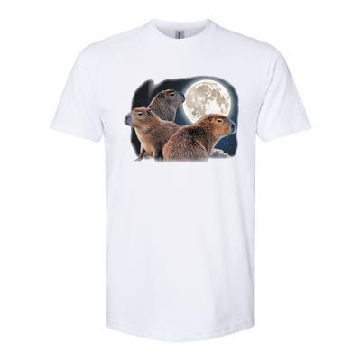 Three Capybaras And Moon Funny Capybara Humor Parody Softstyle CVC T-Shirt