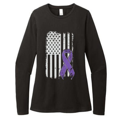 Testicular Cancer Awareness Vintage USA American Flag Womens CVC Long Sleeve Shirt