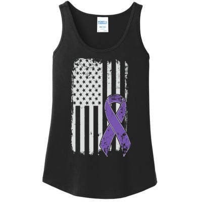 Testicular Cancer Awareness Vintage USA American Flag Ladies Essential Tank