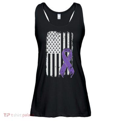 Testicular Cancer Awareness Vintage USA American Flag Ladies Essential Flowy Tank
