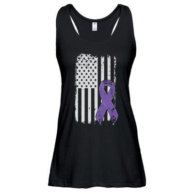 Testicular Cancer Awareness Vintage USA American Flag Ladies Essential Flowy Tank