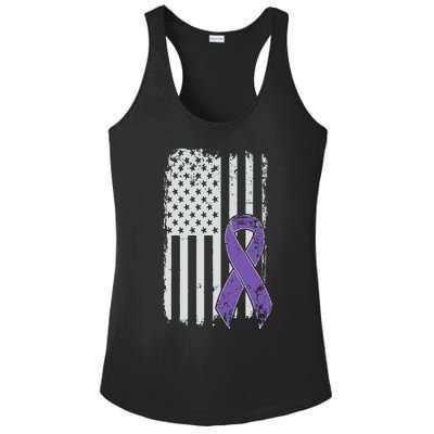 Testicular Cancer Awareness Vintage USA American Flag Ladies PosiCharge Competitor Racerback Tank