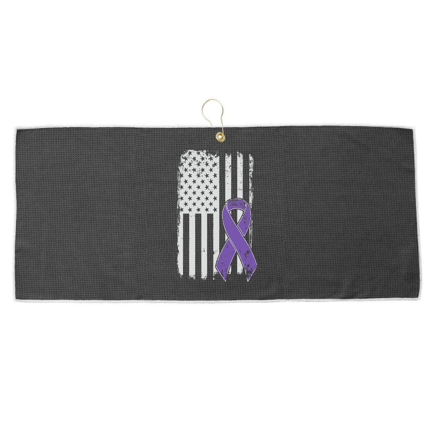 Testicular Cancer Awareness Vintage USA American Flag Large Microfiber Waffle Golf Towel