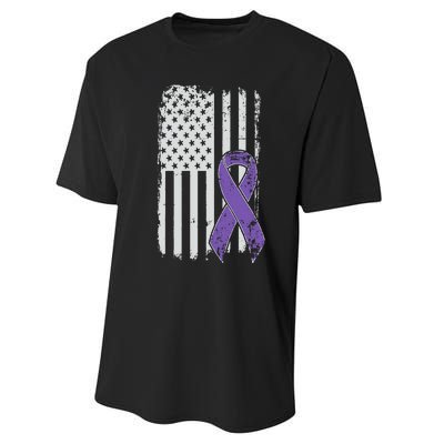 Testicular Cancer Awareness Vintage USA American Flag Performance Sprint T-Shirt