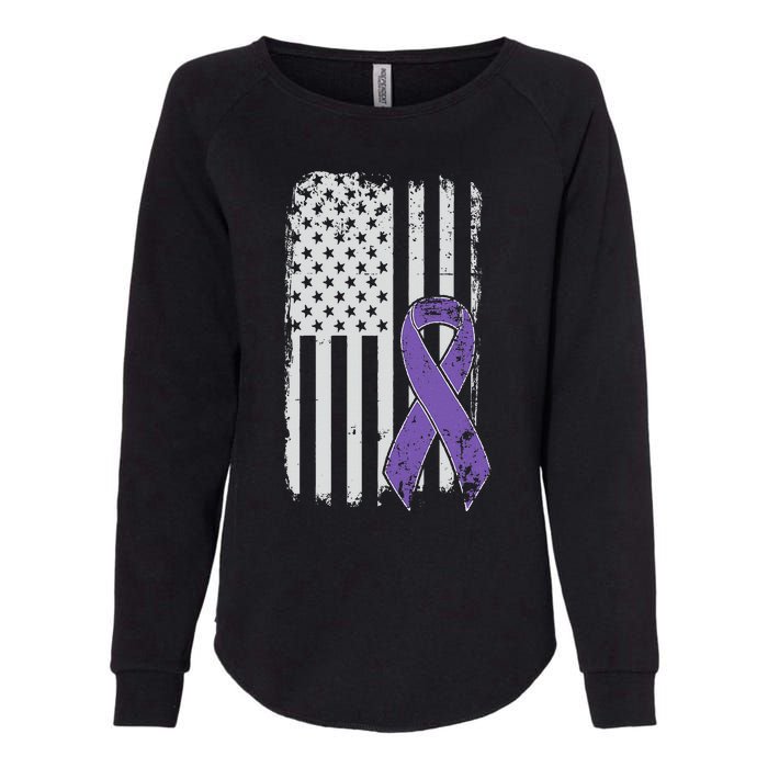 Testicular Cancer Awareness Vintage USA American Flag Womens California Wash Sweatshirt