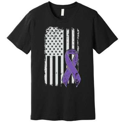 Testicular Cancer Awareness Vintage USA American Flag Premium T-Shirt