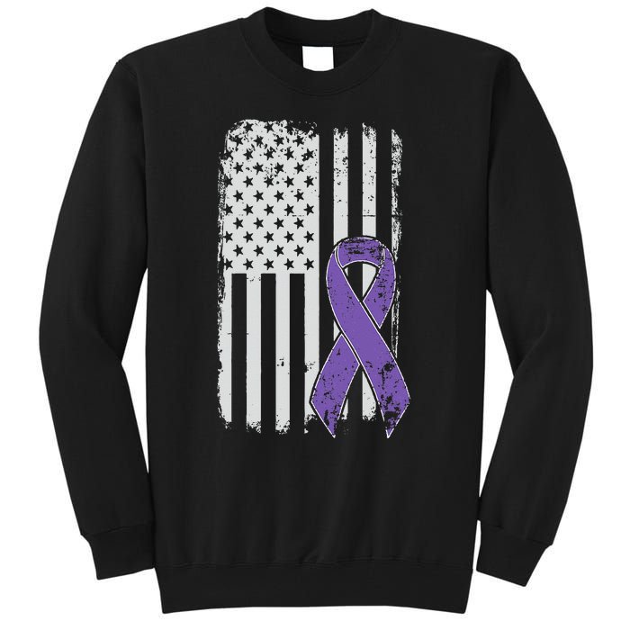 Testicular Cancer Awareness Vintage USA American Flag Tall Sweatshirt