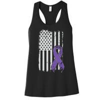 Testicular Cancer Awareness Vintage USA American Flag Women's Racerback Tank