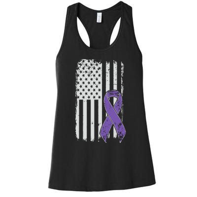 Testicular Cancer Awareness Vintage USA American Flag Women's Racerback Tank