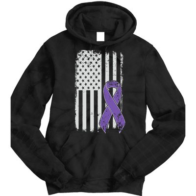 Testicular Cancer Awareness Vintage USA American Flag Tie Dye Hoodie