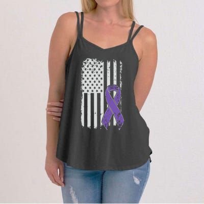 Testicular Cancer Awareness Vintage USA American Flag Women's Strappy Tank