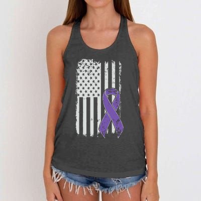 Testicular Cancer Awareness Vintage USA American Flag Women's Knotted Racerback Tank