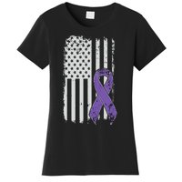 Testicular Cancer Awareness Vintage USA American Flag Women's T-Shirt