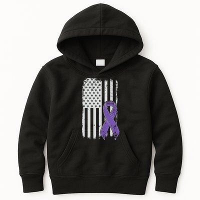 Testicular Cancer Awareness Vintage USA American Flag Kids Hoodie