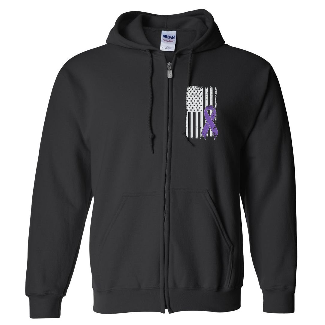 Testicular Cancer Awareness Vintage USA American Flag Full Zip Hoodie