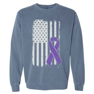Testicular Cancer Awareness Vintage USA American Flag Garment-Dyed Sweatshirt
