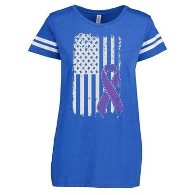 Testicular Cancer Awareness Vintage USA American Flag Enza Ladies Jersey Football T-Shirt