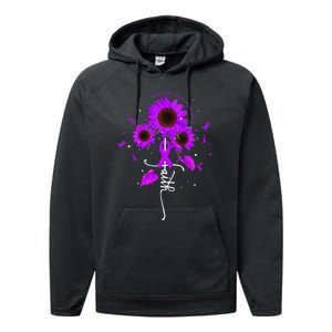 Testicular Cancer Awareness Faith Ribbon Sunflower Performance Fleece Hoodie