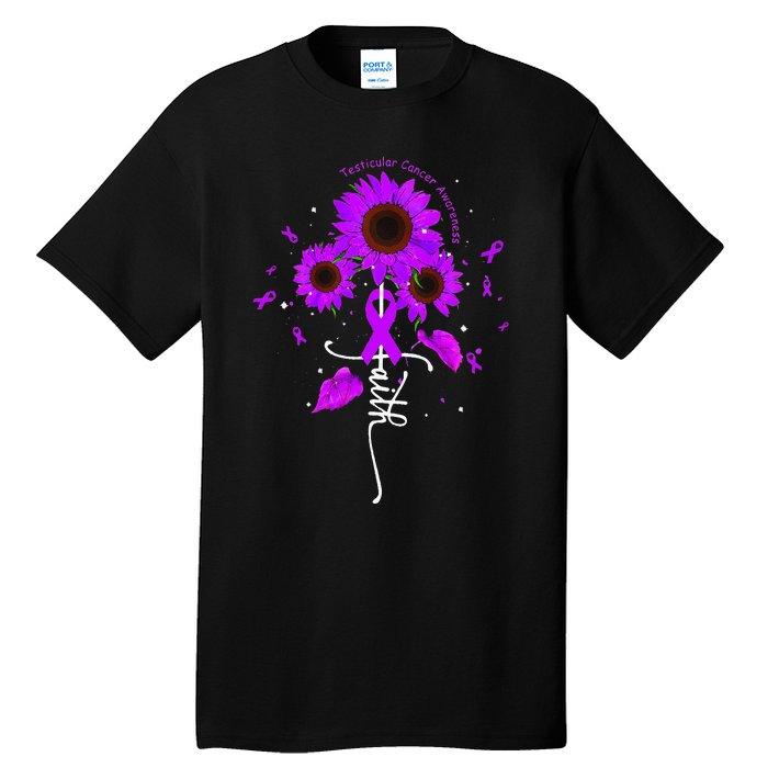 Testicular Cancer Awareness Faith Ribbon Sunflower Tall T-Shirt