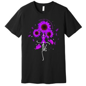 Testicular Cancer Awareness Faith Ribbon Sunflower Premium T-Shirt