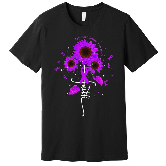 Testicular Cancer Awareness Faith Ribbon Sunflower Premium T-Shirt