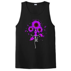 Testicular Cancer Awareness Faith Ribbon Sunflower PosiCharge Competitor Tank