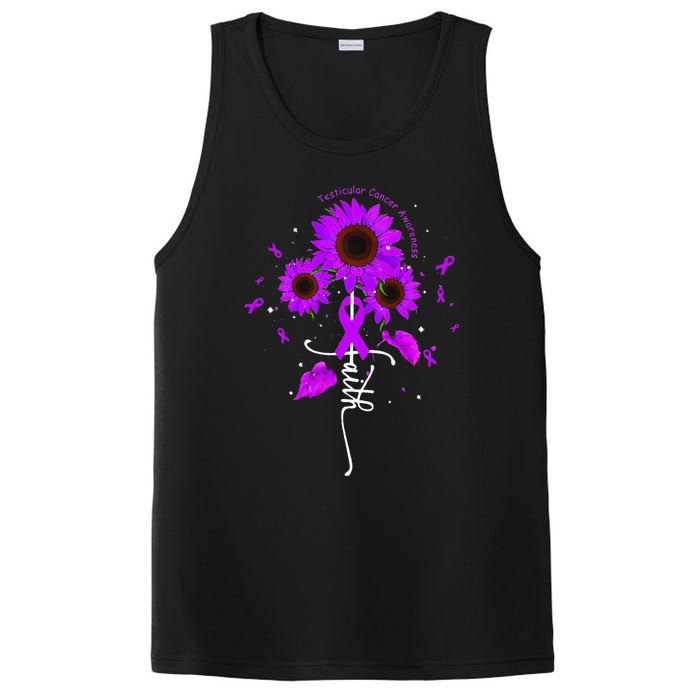 Testicular Cancer Awareness Faith Ribbon Sunflower PosiCharge Competitor Tank