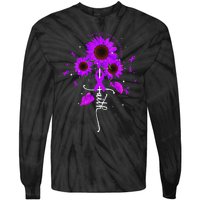 Testicular Cancer Awareness Faith Ribbon Sunflower Tie-Dye Long Sleeve Shirt