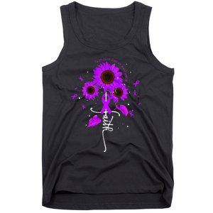 Testicular Cancer Awareness Faith Ribbon Sunflower Tank Top