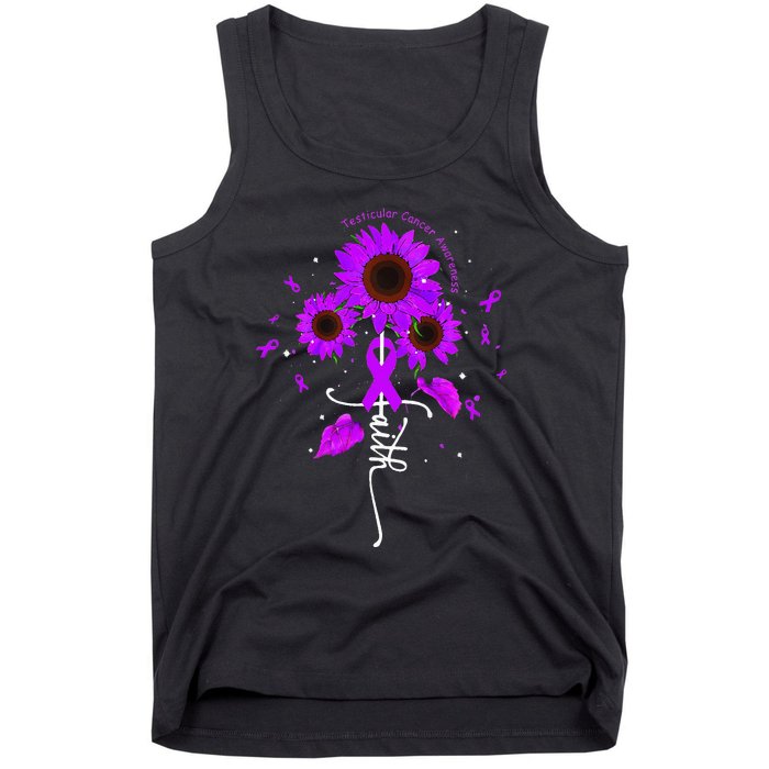 Testicular Cancer Awareness Faith Ribbon Sunflower Tank Top