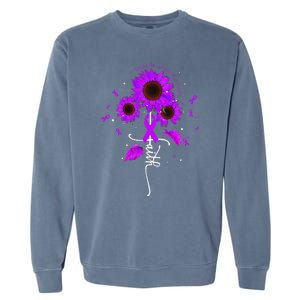 Testicular Cancer Awareness Faith Ribbon Sunflower Garment-Dyed Sweatshirt