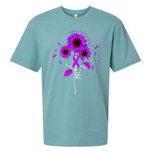 Testicular Cancer Awareness Faith Ribbon Sunflower Sueded Cloud Jersey T-Shirt