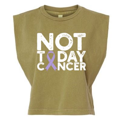 Testicular Cancer Awareness Not Today Cancer Purple Ribbon Gift Garment-Dyed Women's Muscle Tee